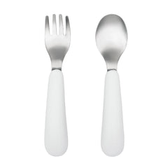 OXO Tot pink rounded fork tines ensure safe feeding for toddlers.