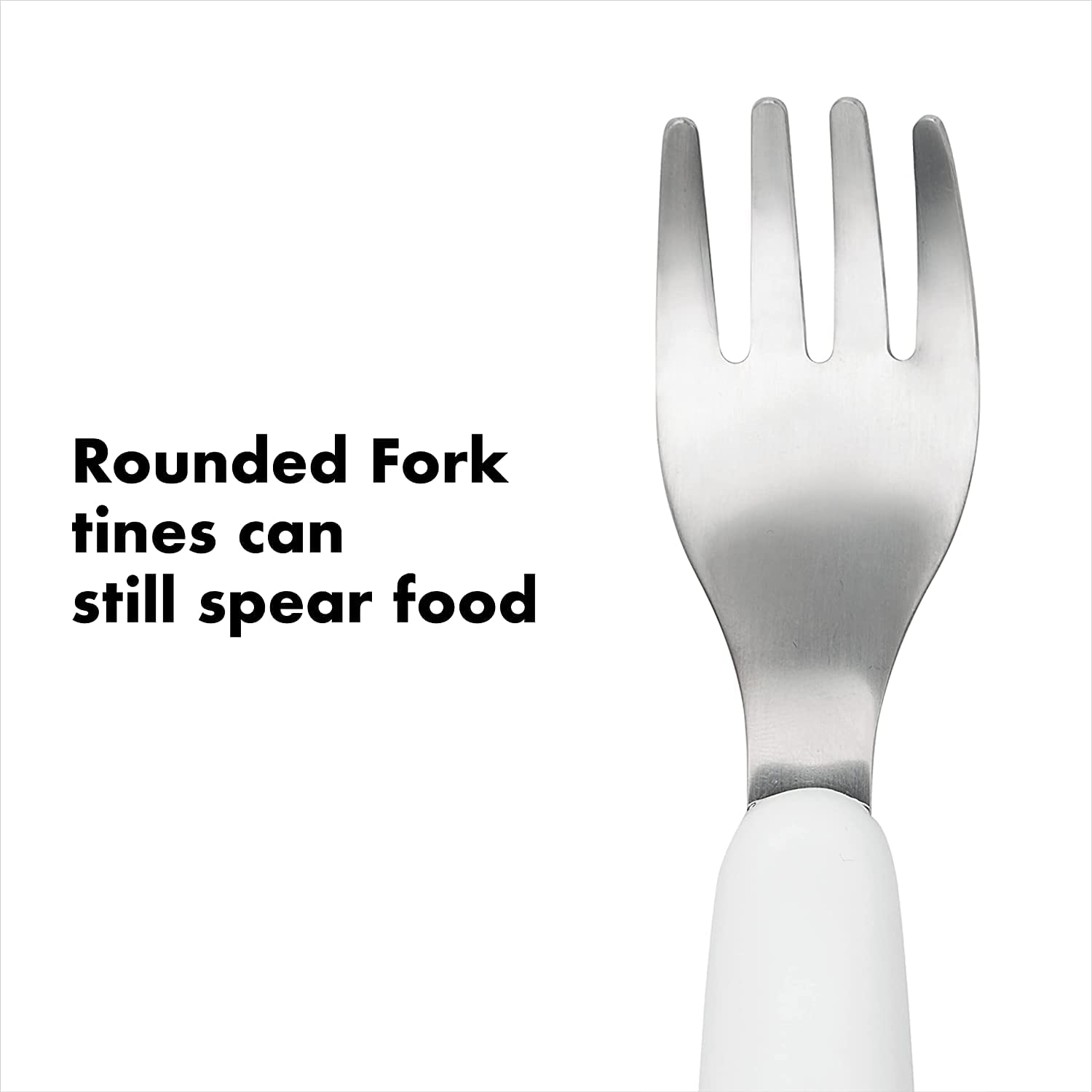 OXO Tot pink fork and spoon duo ease transitions to grown-up flatware.