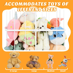 OYEAL stuffed animal storage dimensions – shows measurements for fitting large collections.
