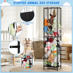 OYEAL stuffed animal zoo storage 2-tier MDF shelves keep plush toys organized