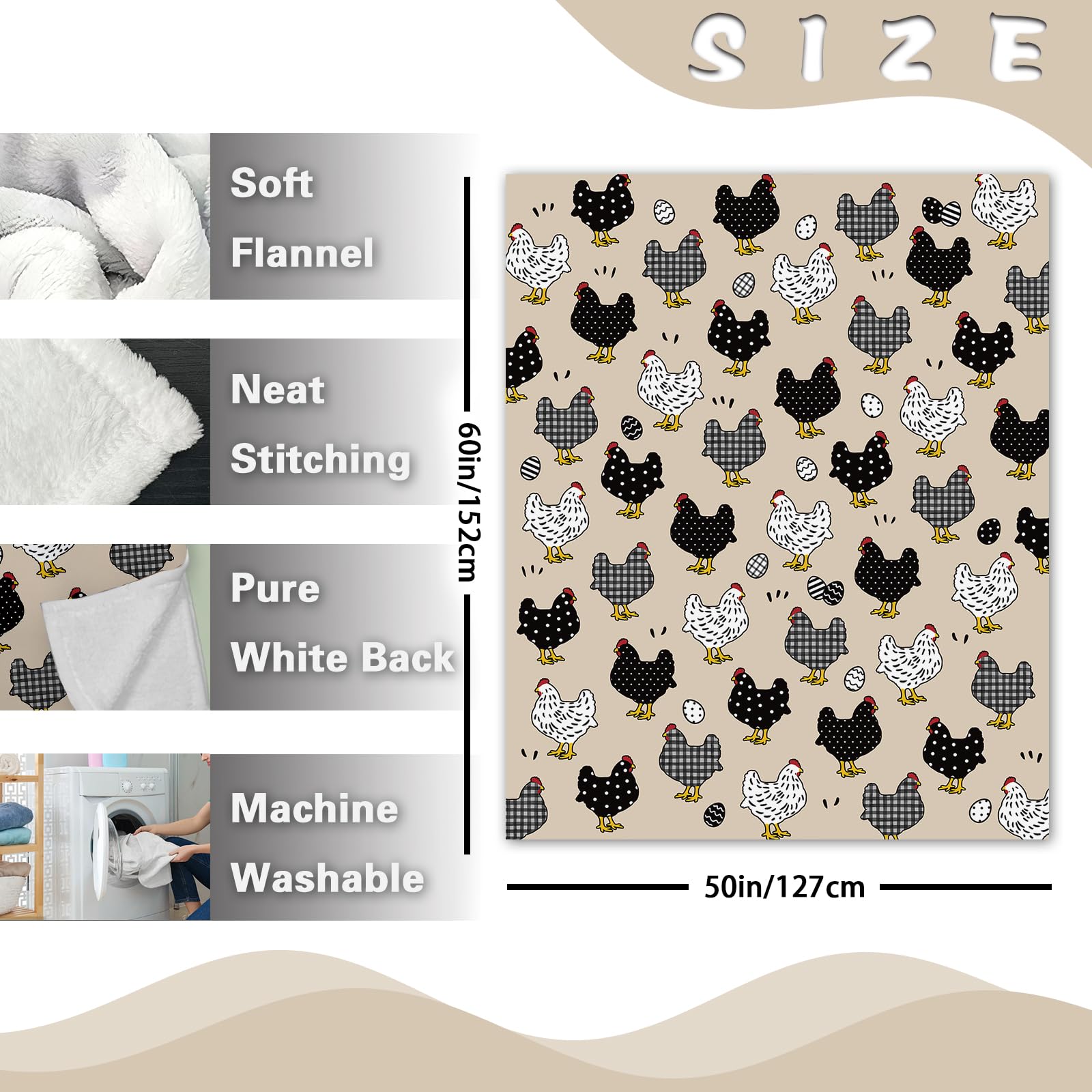 Paayna chicken flannel blanket design on bed adds farmhouse charm and comfort.