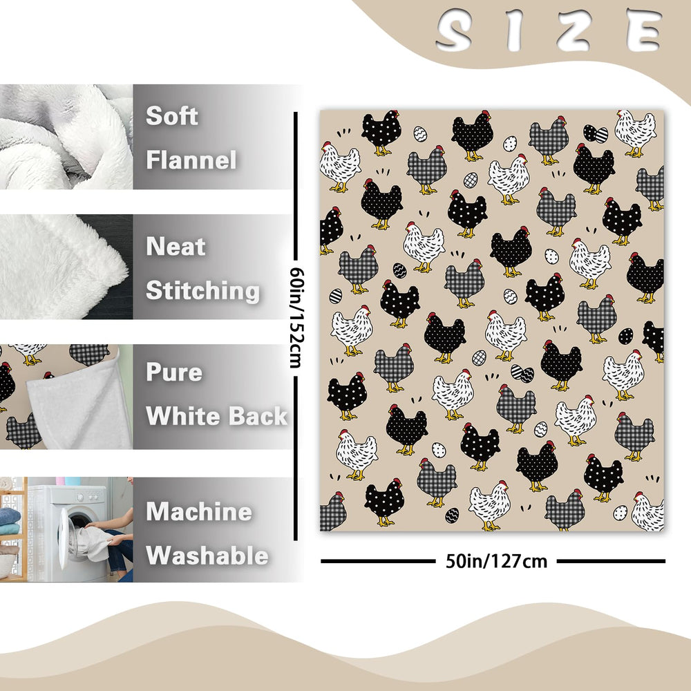 Paayna chicken flannel blanket design on bed adds farmhouse charm and comfort.