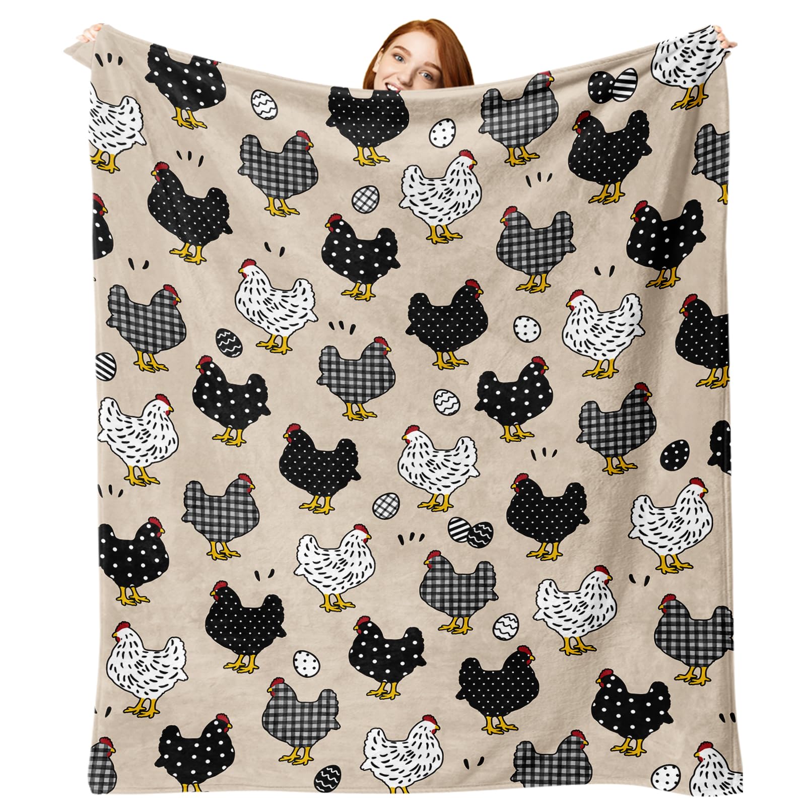 Paayna Farm Animal Chicken Flannel Blanket closeup texture for cozy warmth.