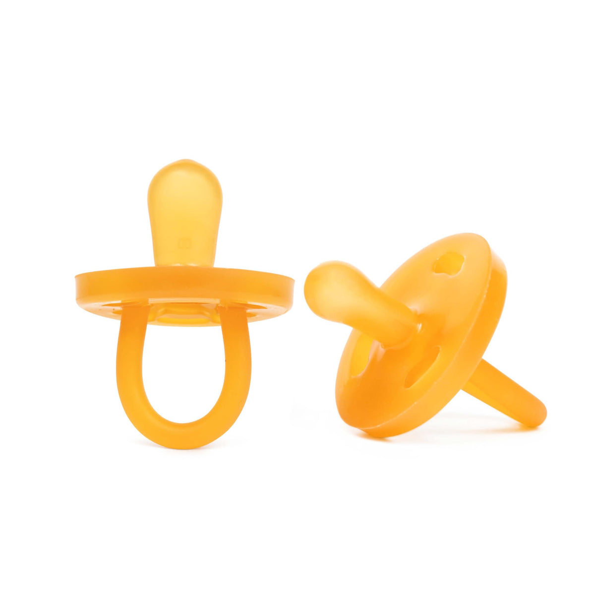 PaciBamber natural rubber nipple close-up shows soothing teething comfort.