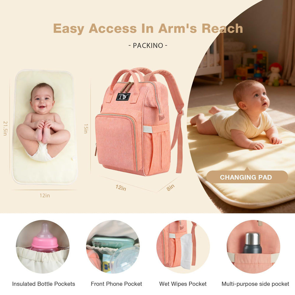 Packino changing pad folded for easy, wipe-clean diaper changes.