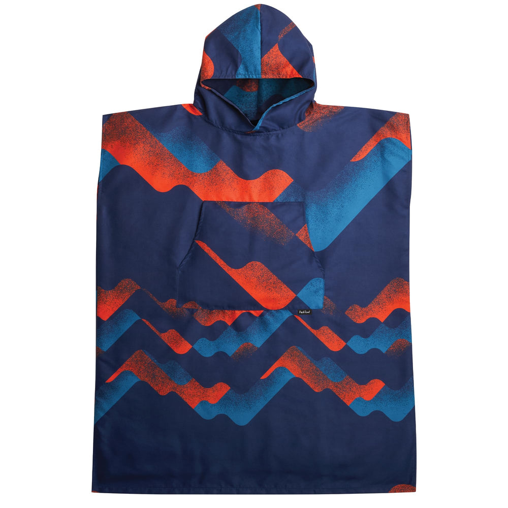 PackTowl Changing Poncho hooded on beach offers private changing space.