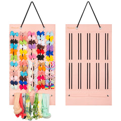 PACMAXI baby girl bows holder mounted on wall showing organized ribbons and clips