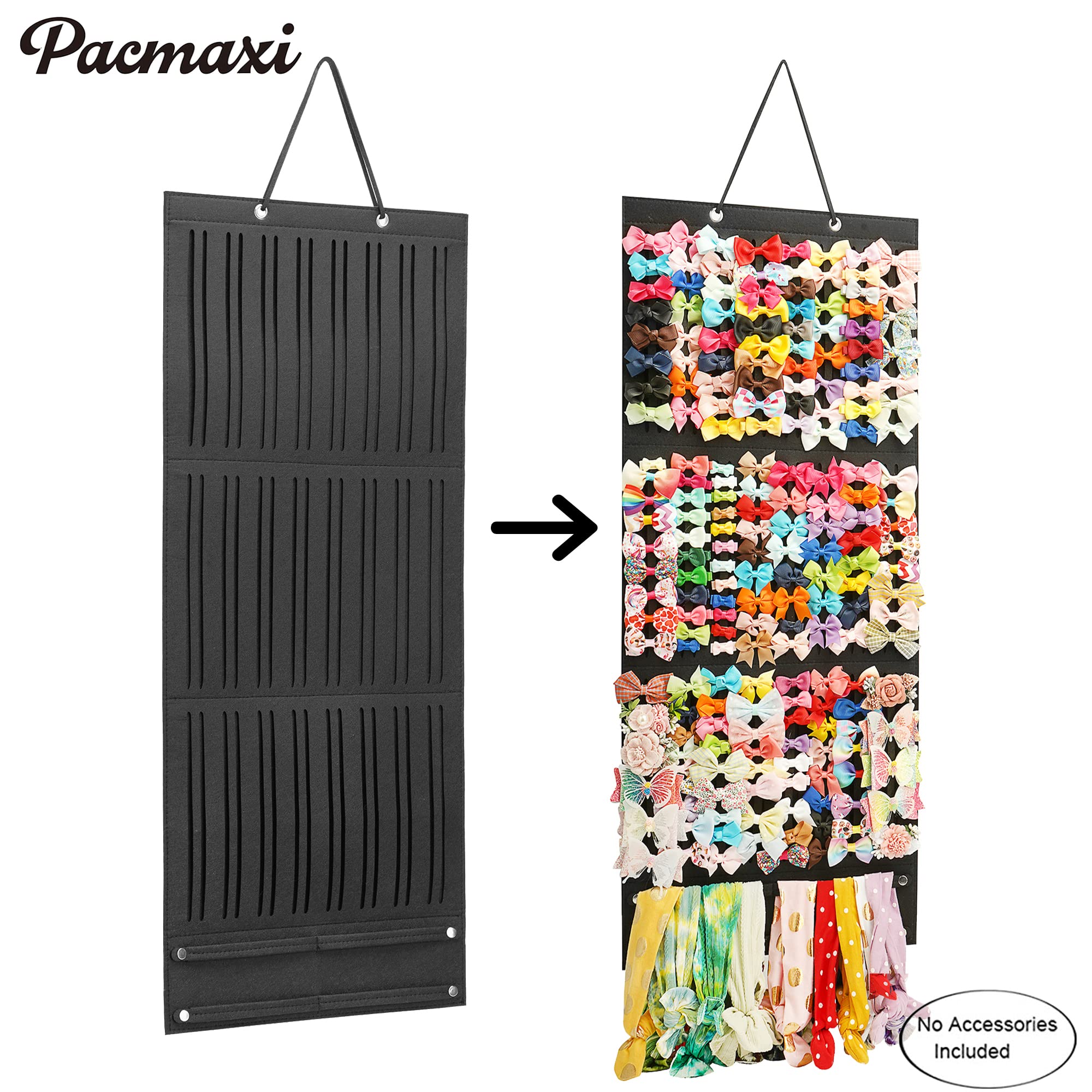 PACMAXI hair clip storage hanger close-up highlights durable felt for long-lasting use.