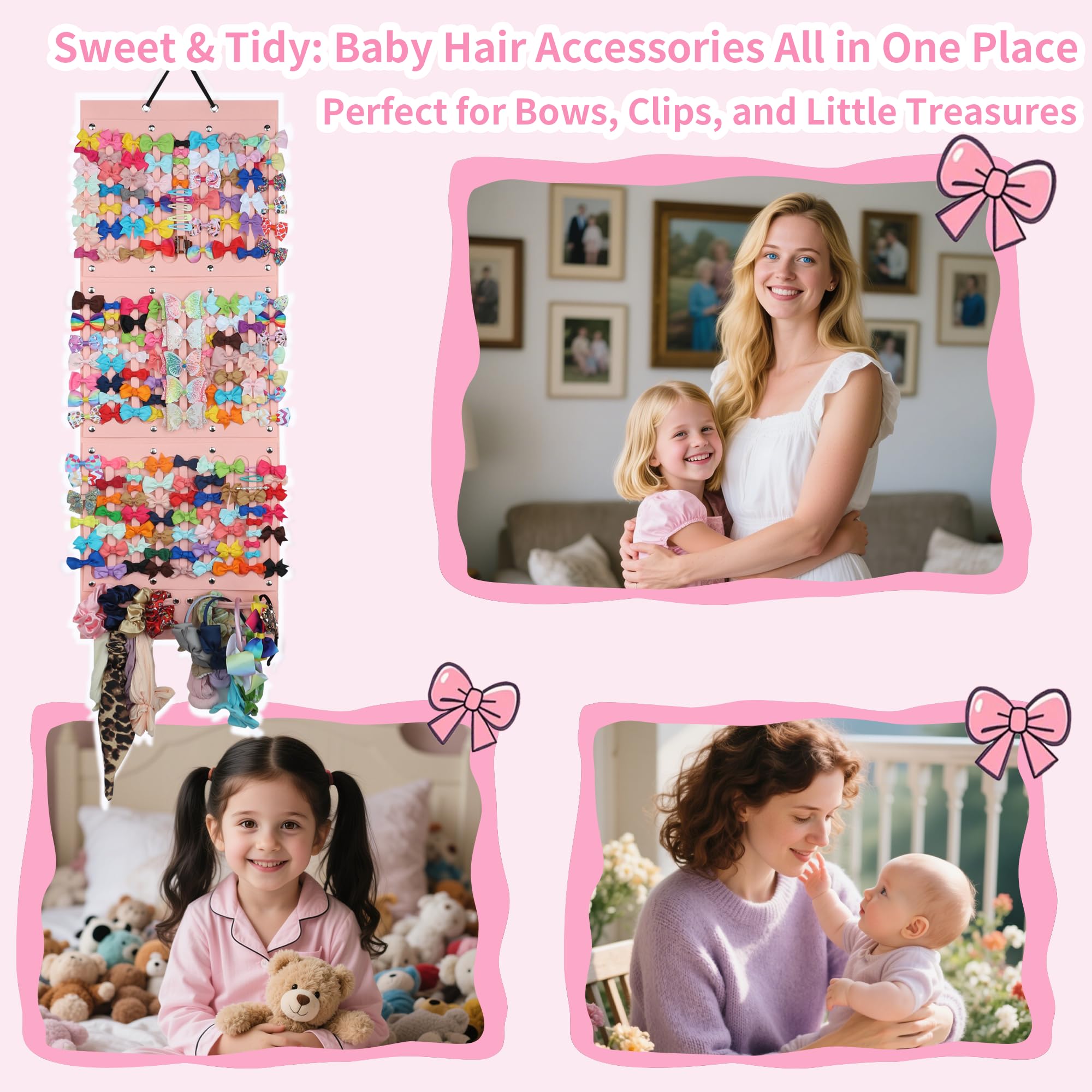 PACMAXI pink 2 large bows display angled for easy picking.