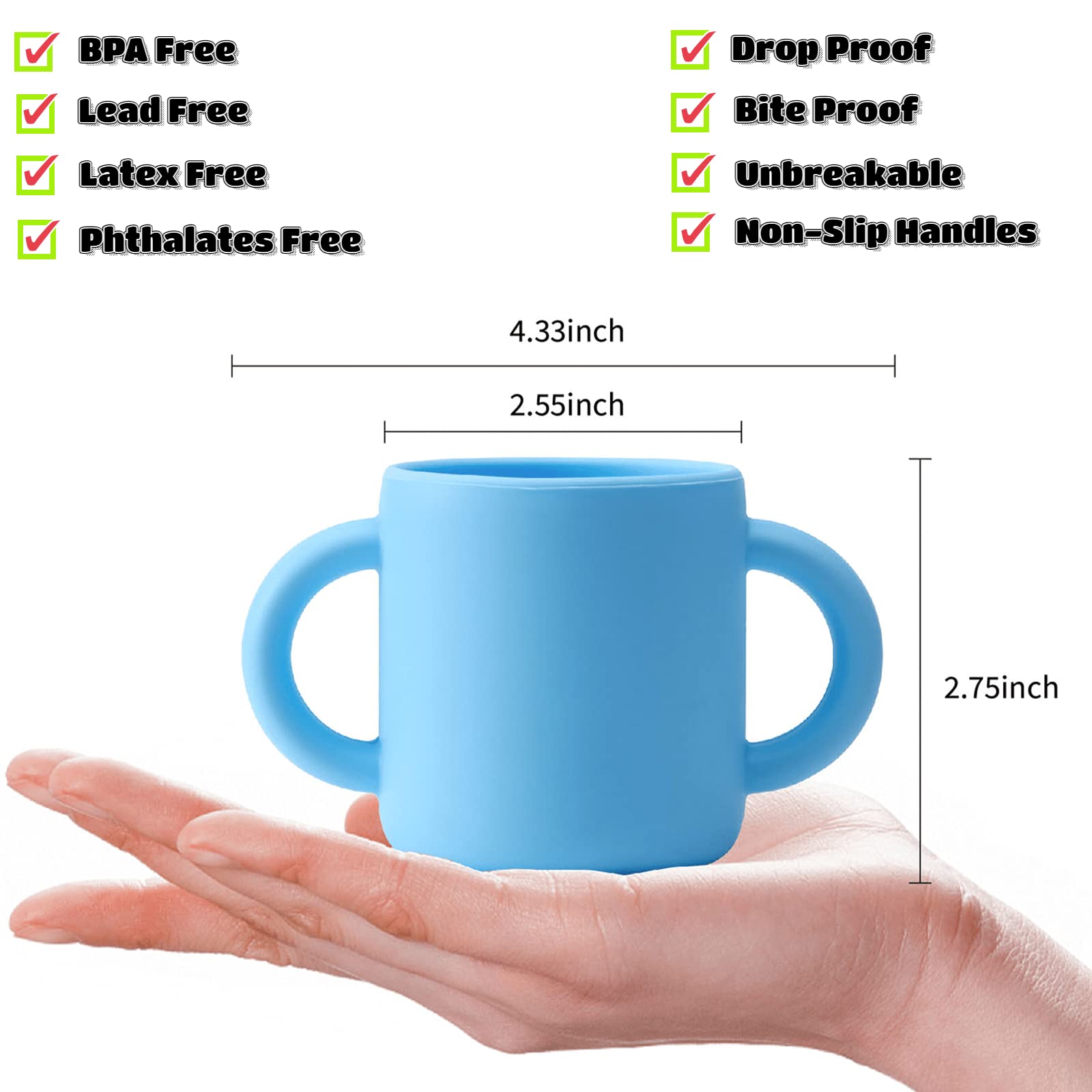 Paeyaer Princess Powder cup with two handles grip helps little hands grasp easily.