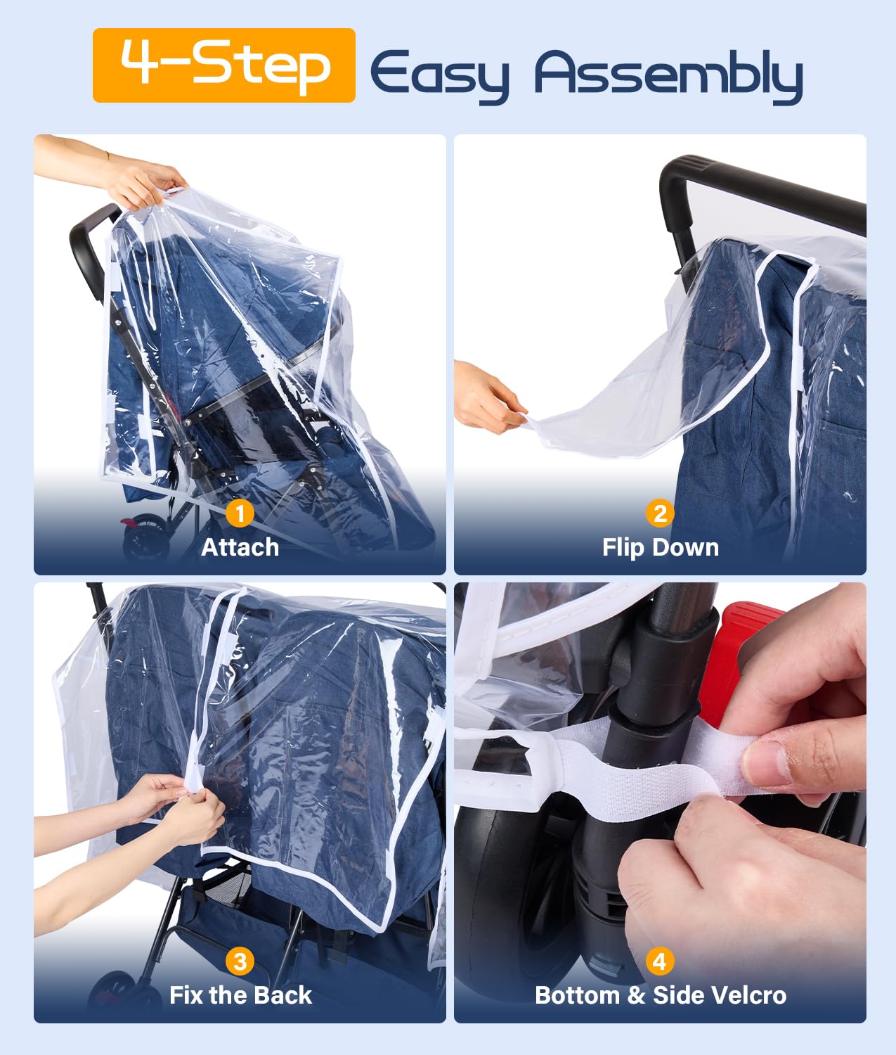 PAHTTO universal-fit rain cover—works with most strollers while keeping babies visible.