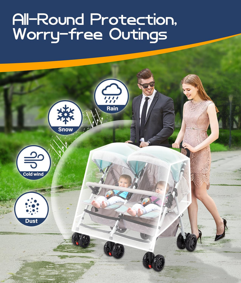 PAHTTO universal-fit rain cover—universal-fit side view shows clear protection and visibility.