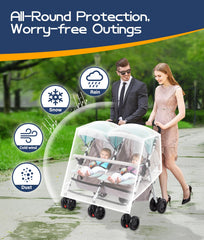 PAHTTO universal-fit rain cover—universal-fit side view shows clear protection and visibility.