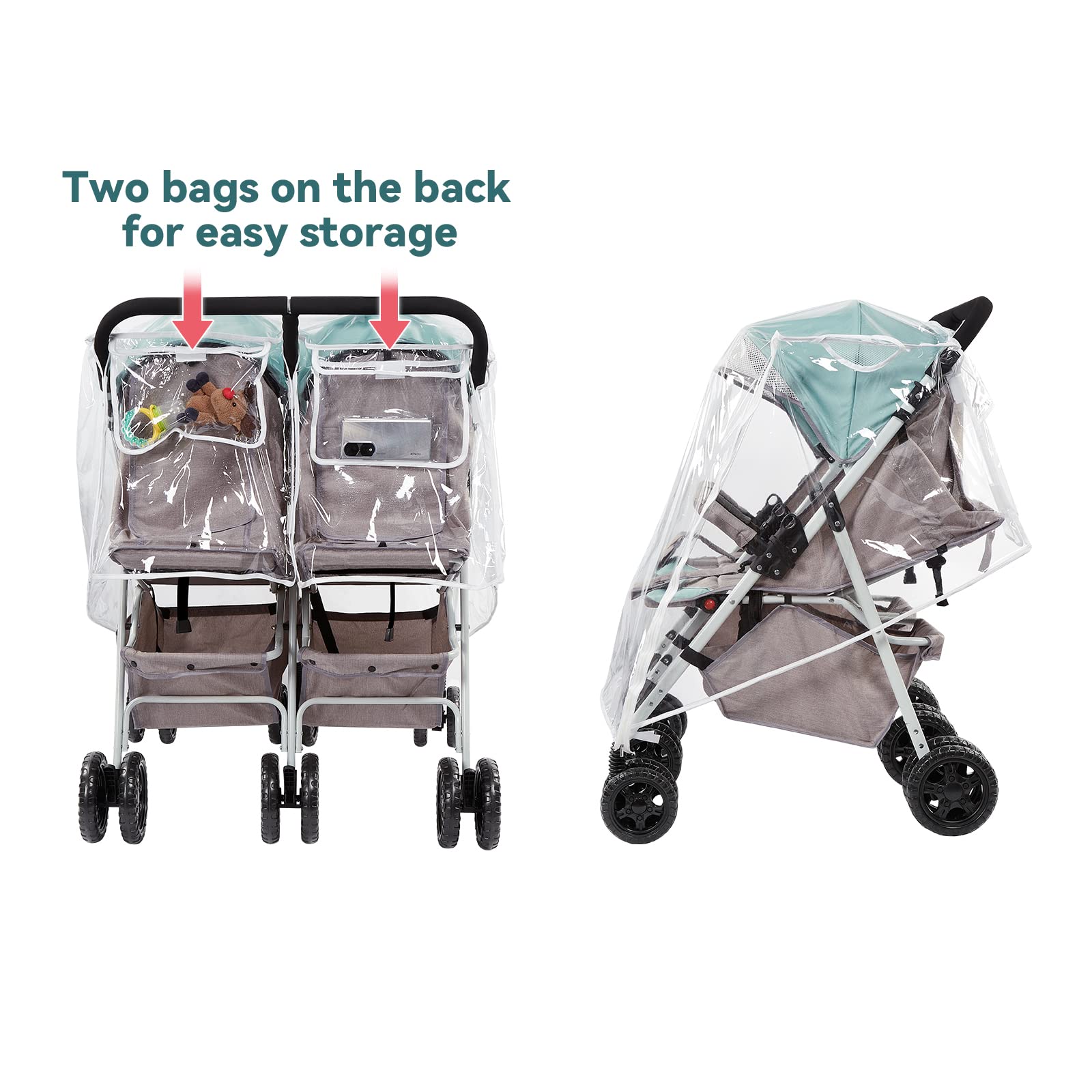 PAHTTO waterproof zipper guards against rainwater while you check on baby.