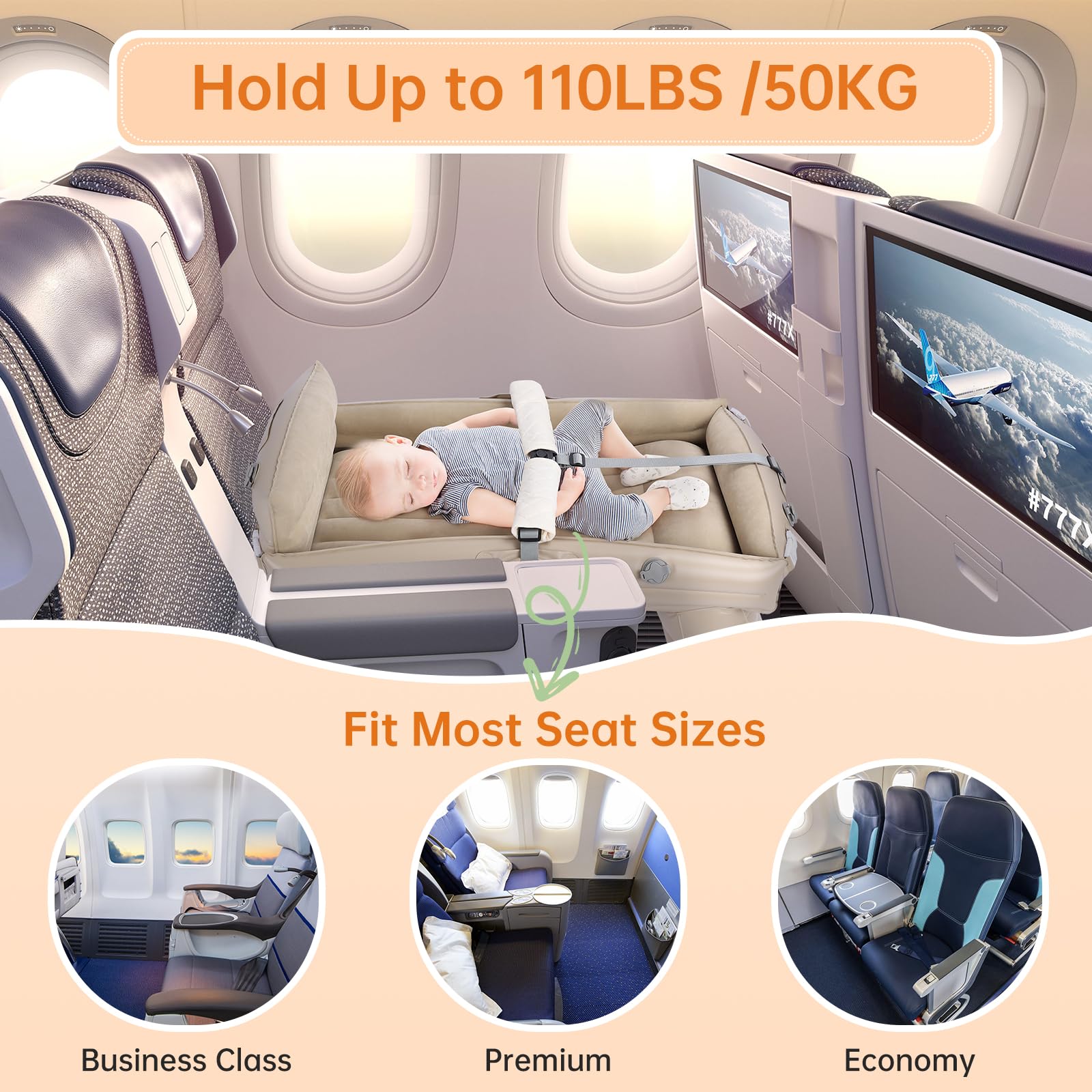 PAHTTO Kids Airplane Bed with hand pump for quick inflation on trips.