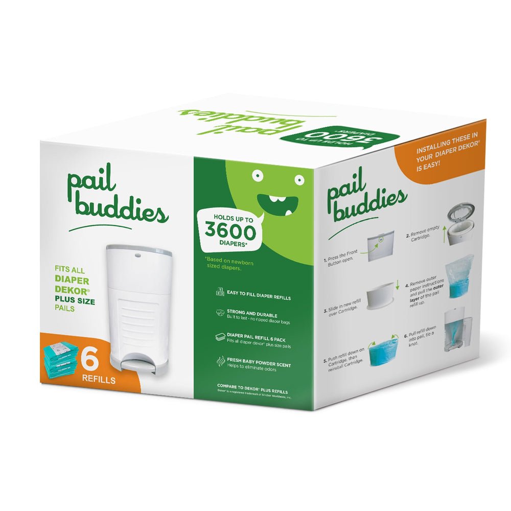 Pail Buddies Dekor Plus compatibility refill bag for easy diaper changes and odor control