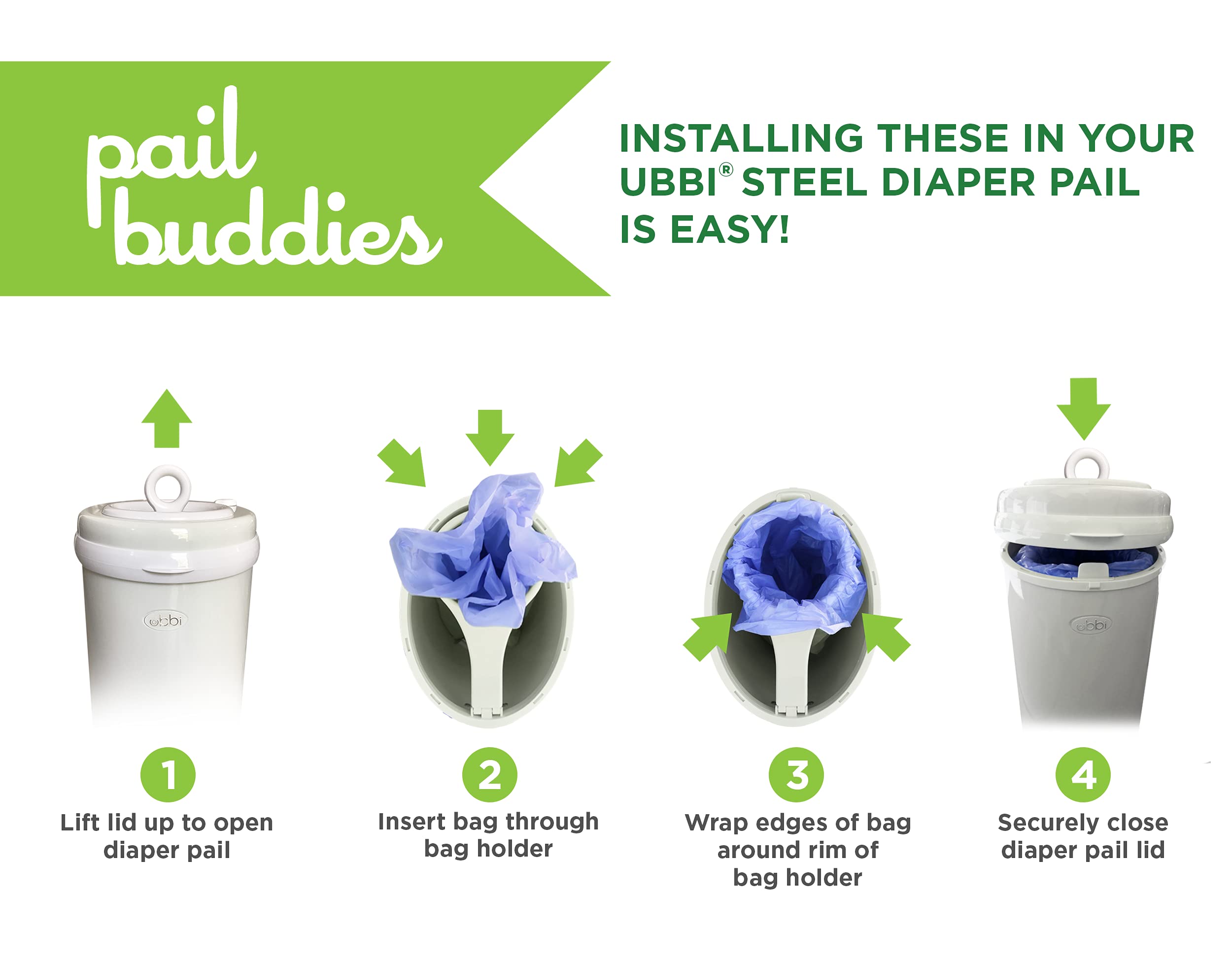 Pail Buddies bags use 20% recycled material for eco-friendly disposal.