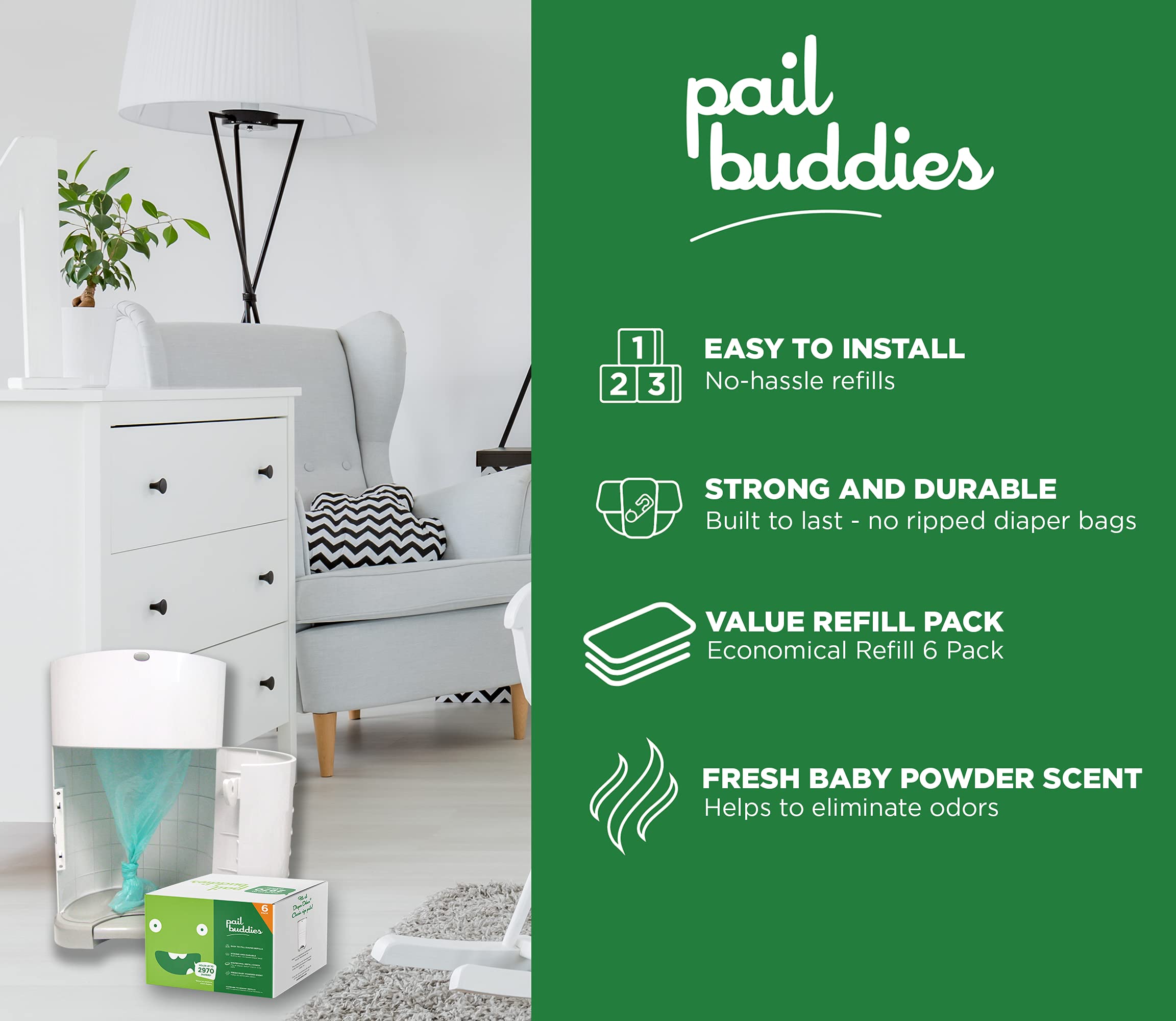 Pail Buddies strong durable refills resist tearing during diaper changes