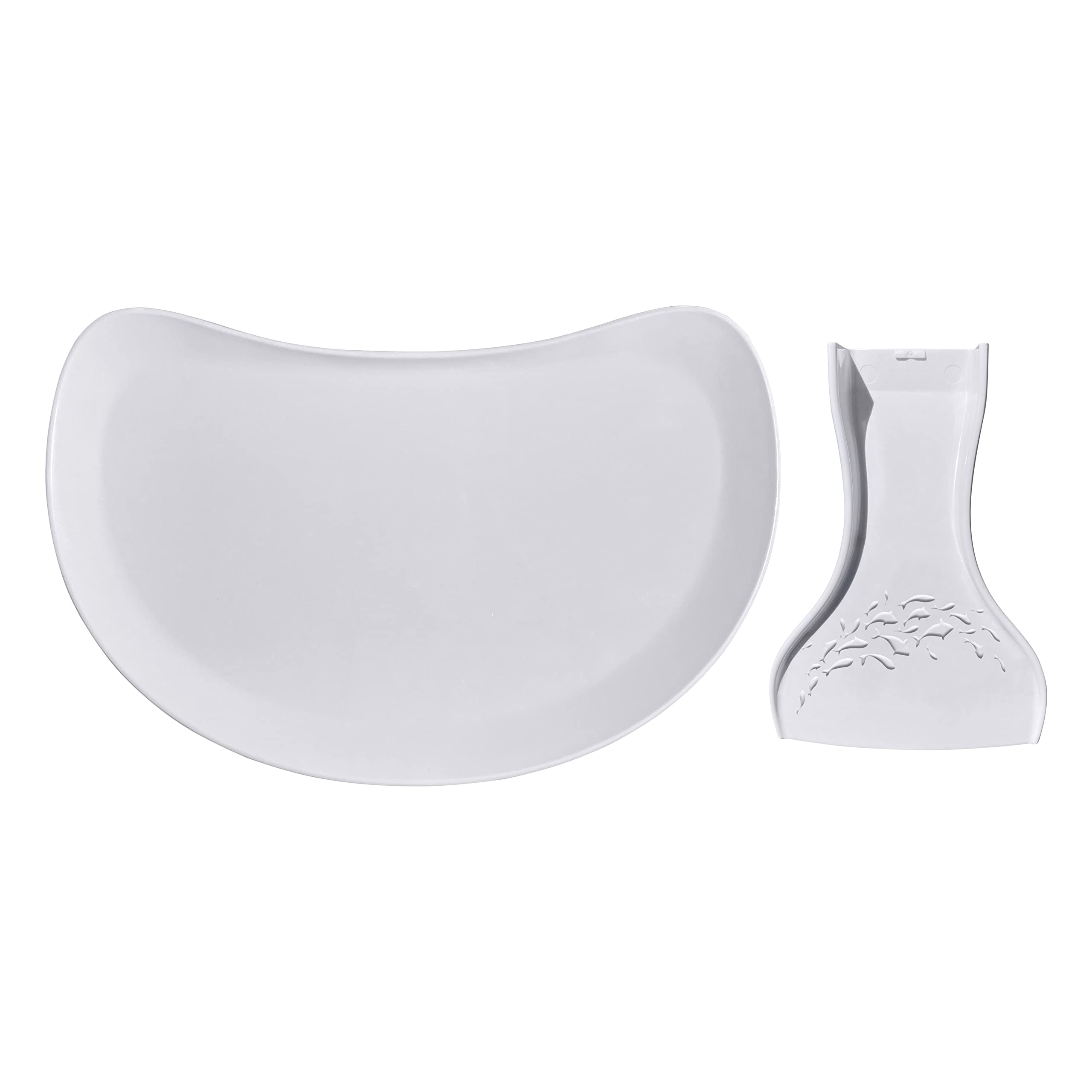 Pail Buddies tray-bumbo-attachment attaches firmly to floor seat for tidy mealtimes.