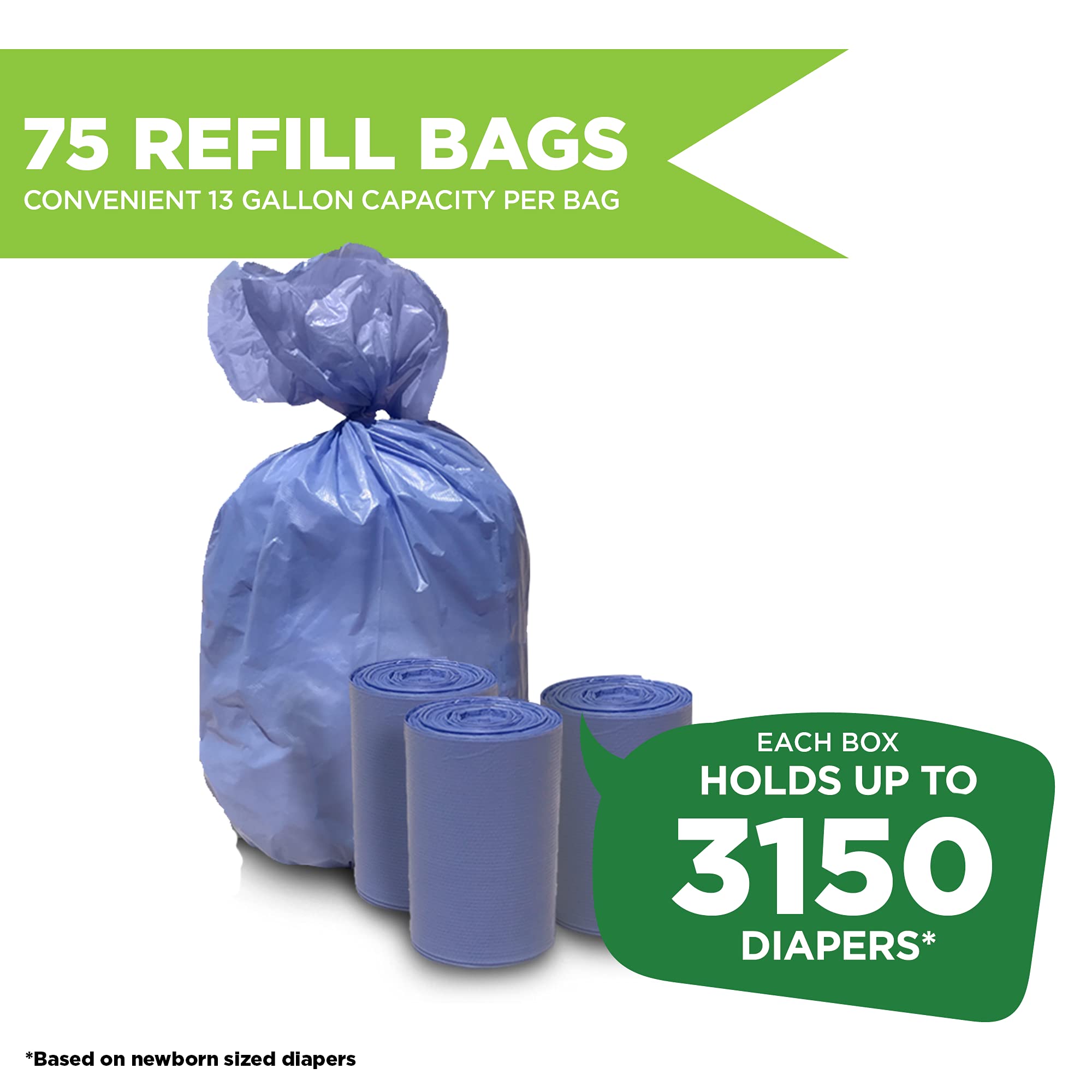 Pail Buddies value pack holds up to 3,150 diapers.
