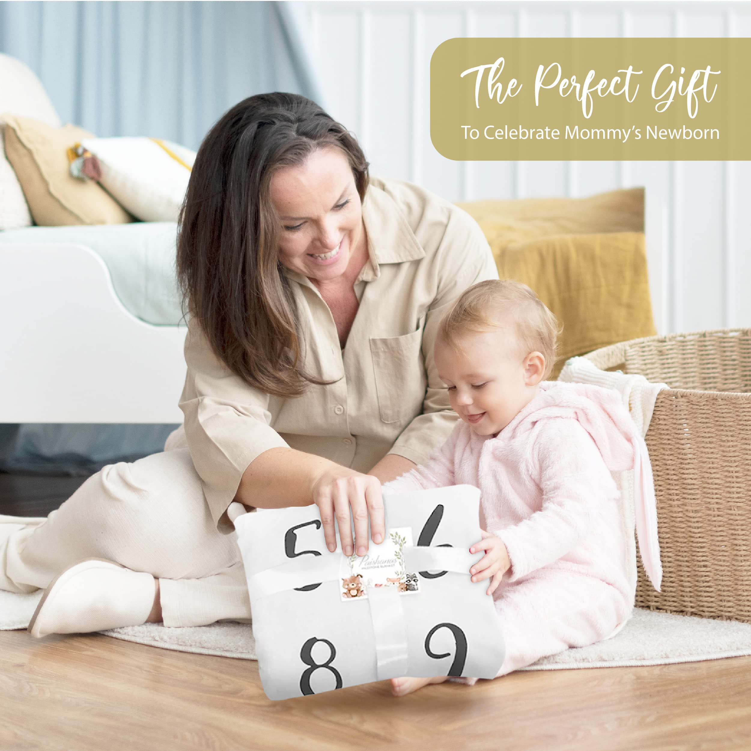 Paishanas milestone blanket gender-neutral design suits any nursery theme and photography style.