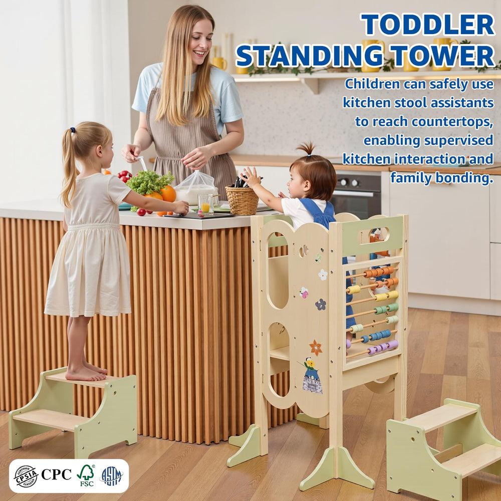 Paisure Foldable Toddler Tower offers three heights to grow with children
