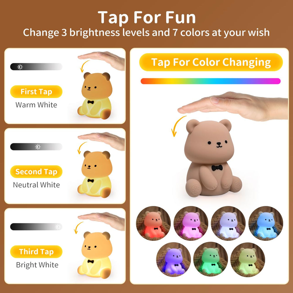 Pak Cute Bear USB-rechargeable night light with long-lasting battery