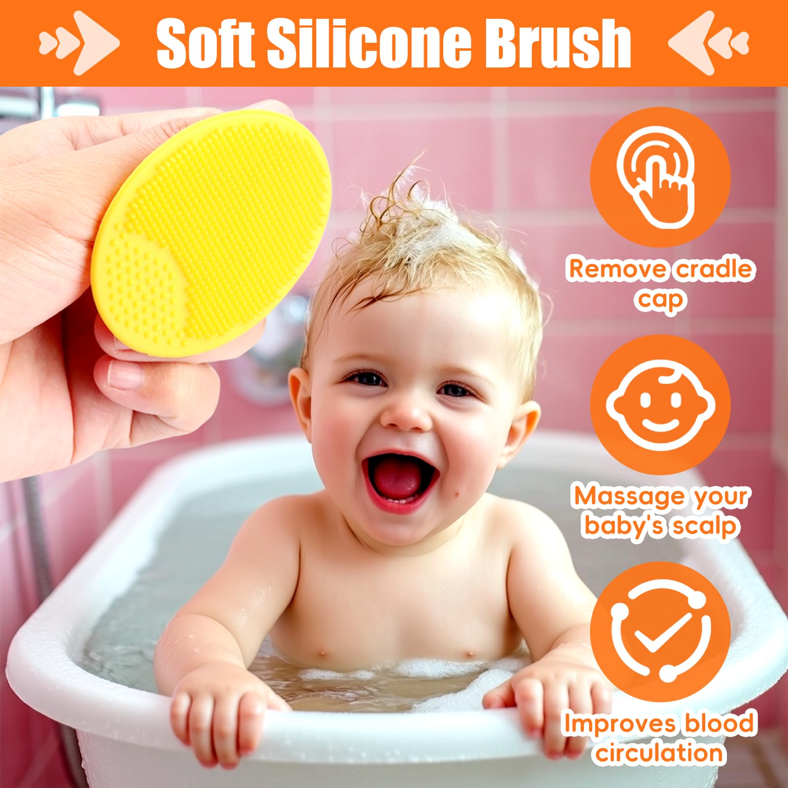PAKENYESHA ergonomic-handle brush offers comfortable grip for new parents.