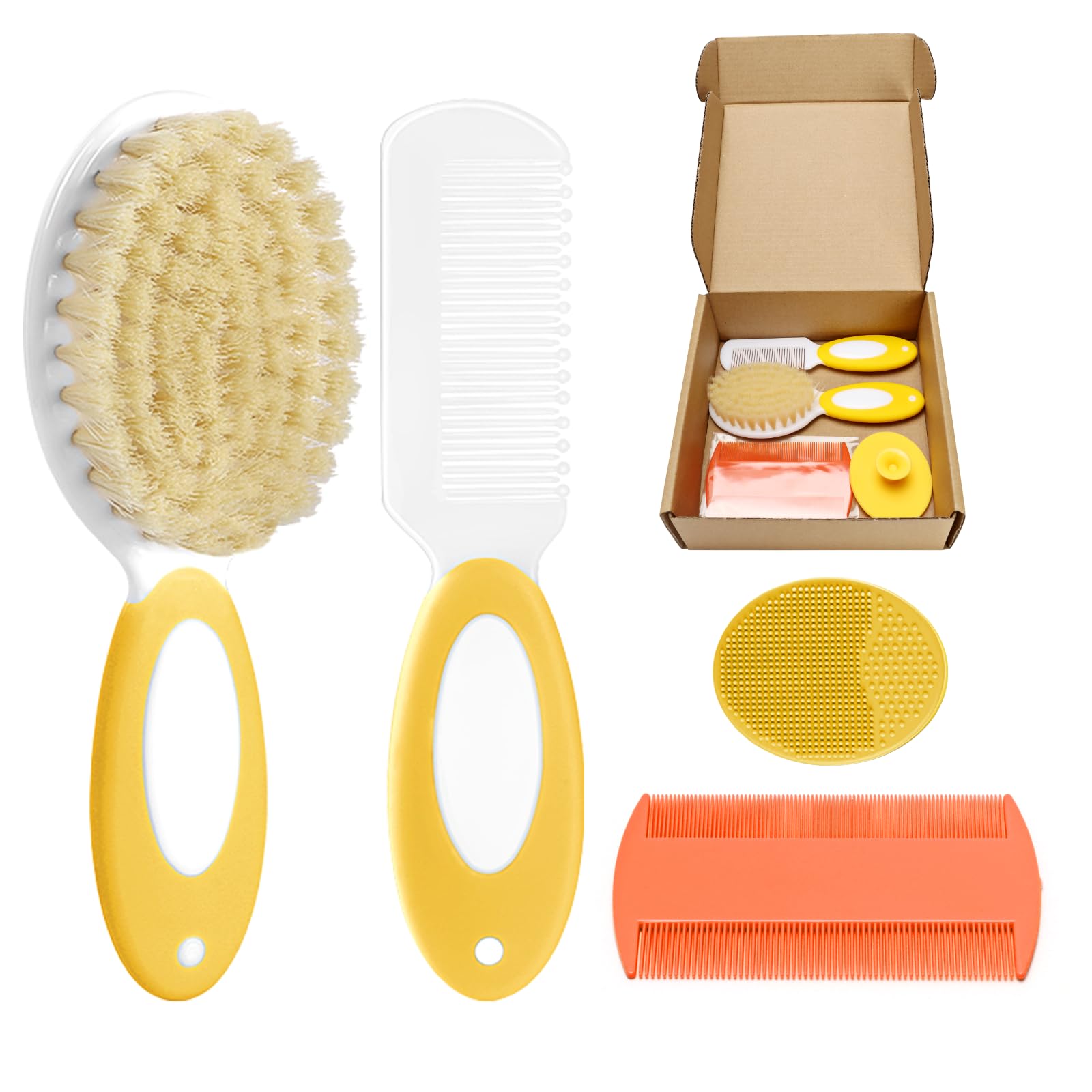 PAKENYESHA baby hair brush soft-bristles for gentle scalp care during daily grooming.