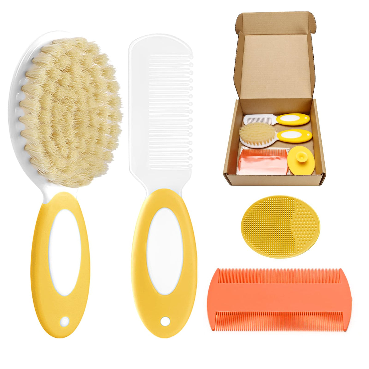 PAKENYESHA baby hair brush soft-bristles for gentle scalp care during daily grooming.