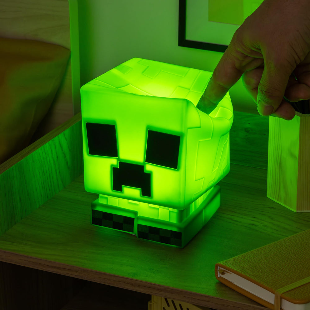 Paladone Minecraft Creeper SquishyGlo auto-off timer helps maintain gentle sleep routines.