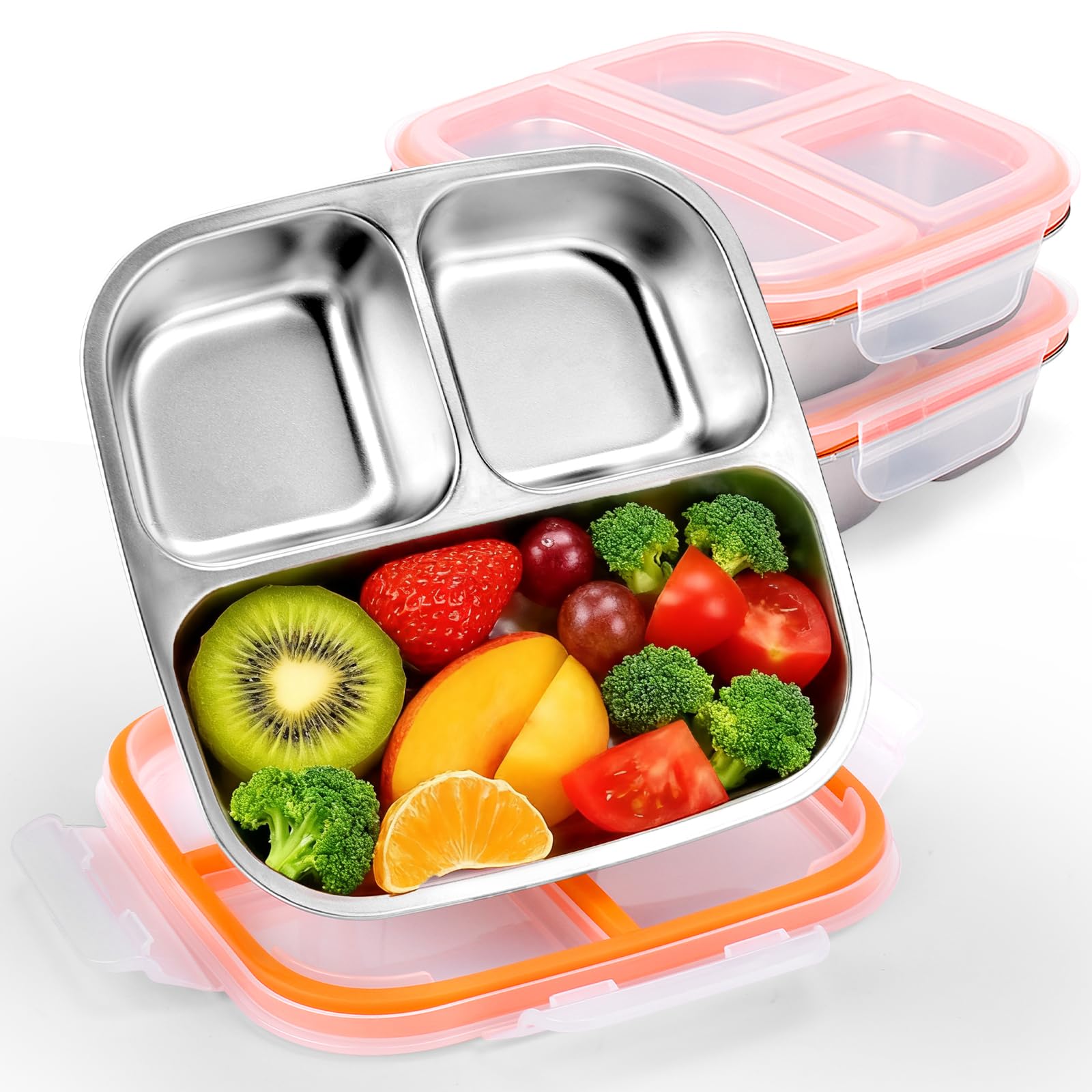 Palksky stainless-steel toddler plate with lid closeup shows secure clasp for spill-free meals.