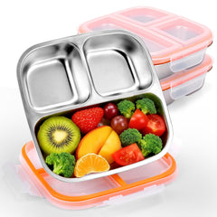 Palksky stainless-steel toddler plate with lid closeup shows secure clasp for spill-free meals.