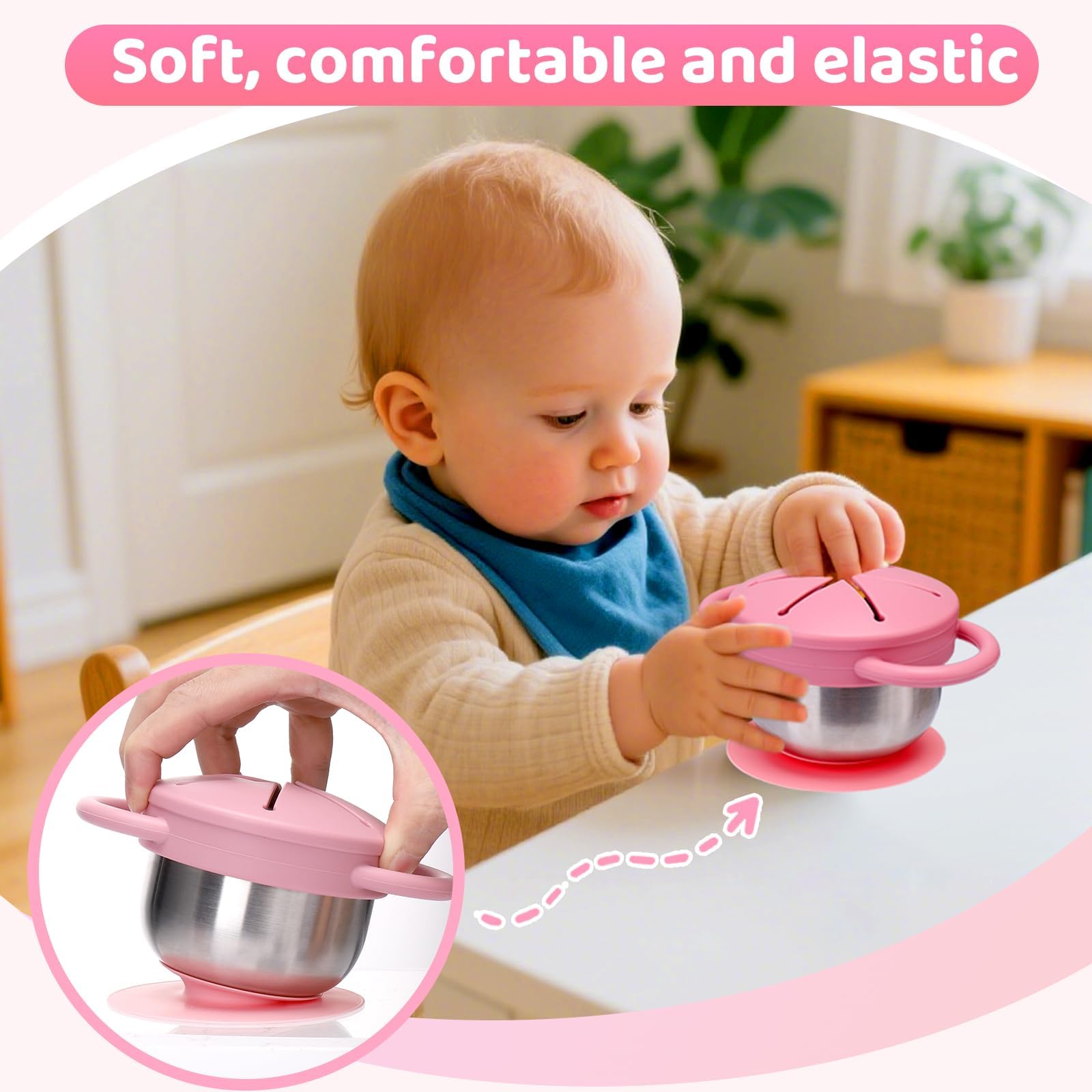 Palksky handles provide a comfortable grip for little hands during snacks.