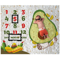 Pambo burrito milestone blanket avocado design offers photo-friendly softness for milestone shoots.