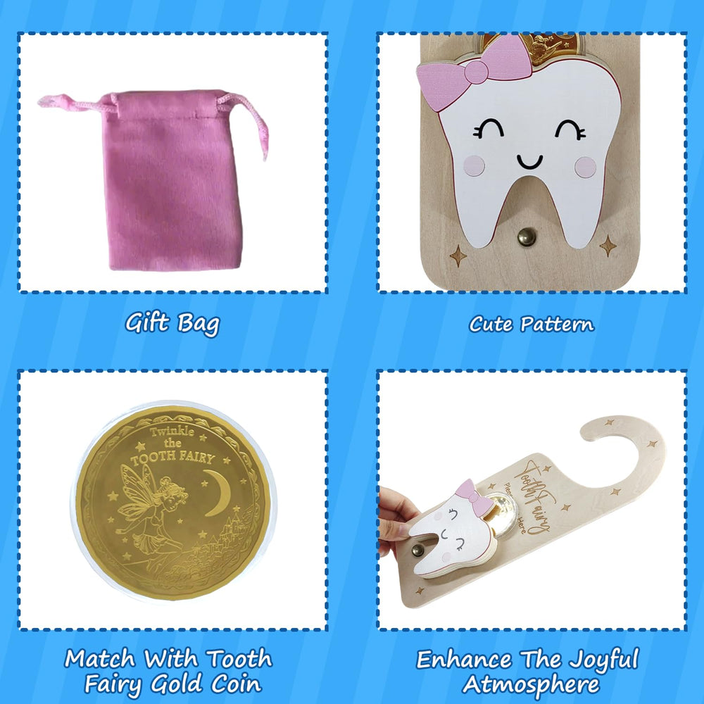 PAMBO creative door decor tooth hanger, pink, doubles as decor and reminder.