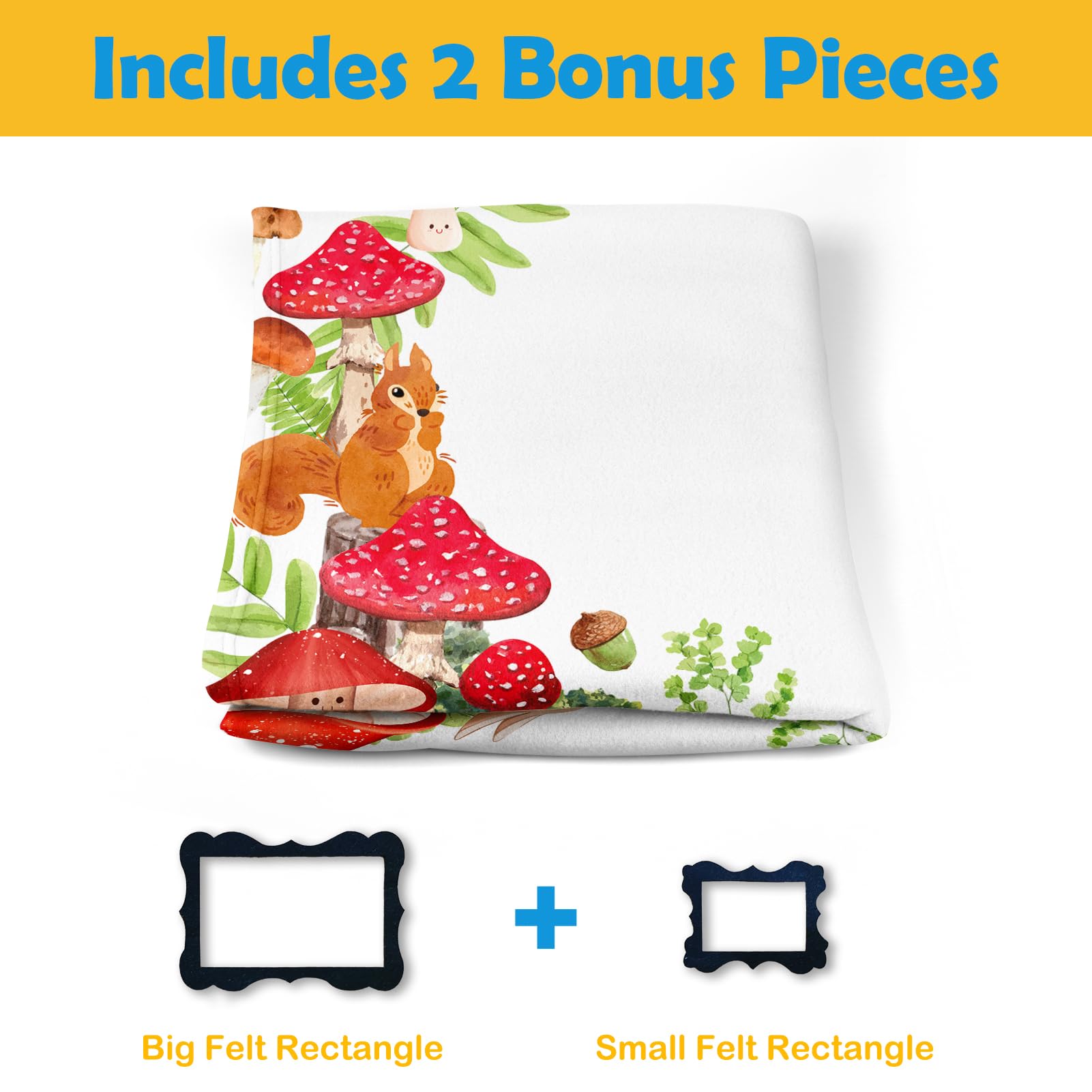 PAMBO mushroom baby blanket picnic-scene backdrop for outdoor shoots.