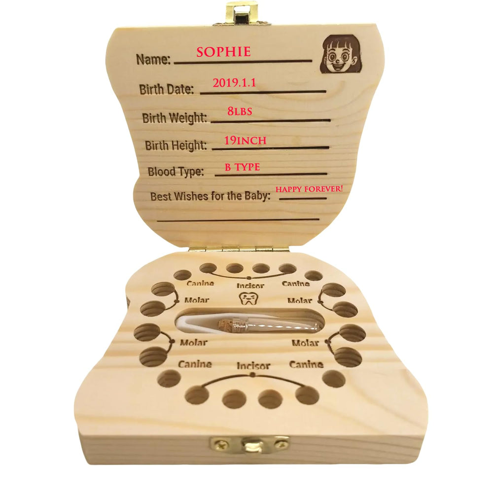 PAMBO tooth fairy box interior with openings for first teeth arranged