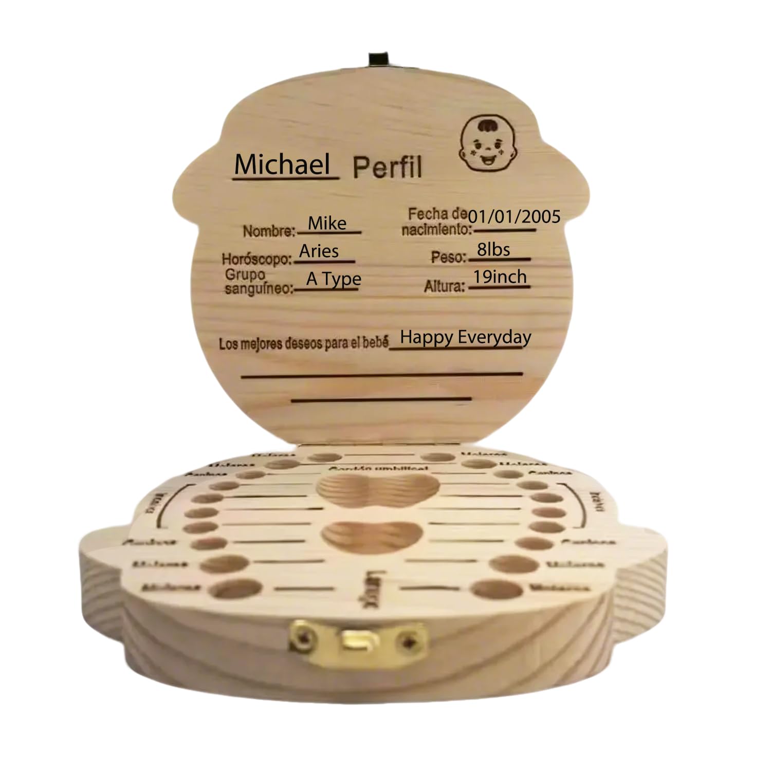 PAMBO Tooth Fairy Box interior-teeth-slots securely holds each tooth for memories.