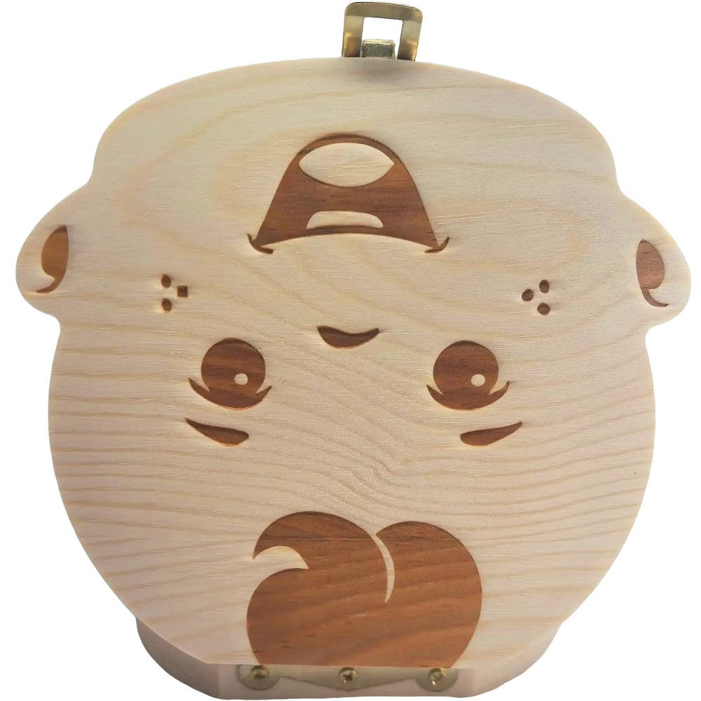 PAMBO Tooth Fairy Box lid-open interior shows tooth slots for baby keepsakes.