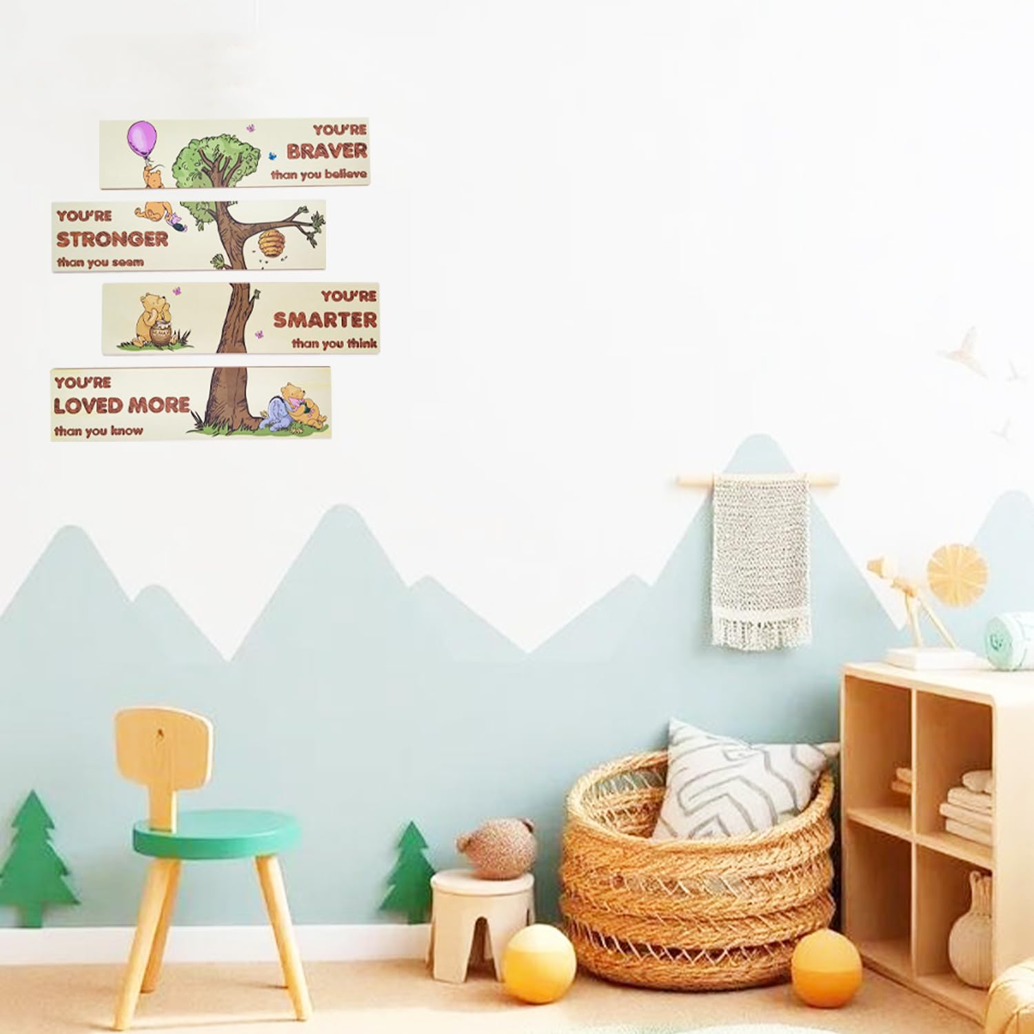 PAMBO Winnie Bear panel stronger than you seem quote offers gentle encouragement