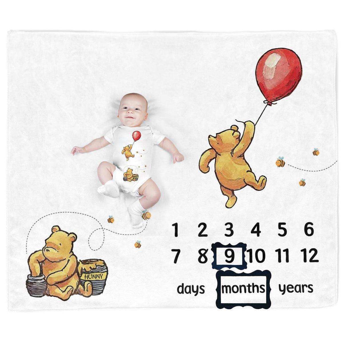 PAMBO yellow bear theme design for charming milestone photos with your newborn.
