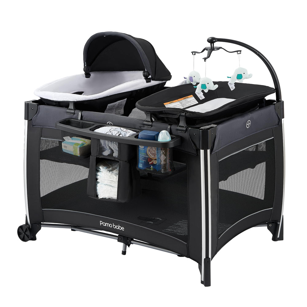 Pamo Babe 4in1 playard bassinet-setup for a comfy newborn nap on the go.