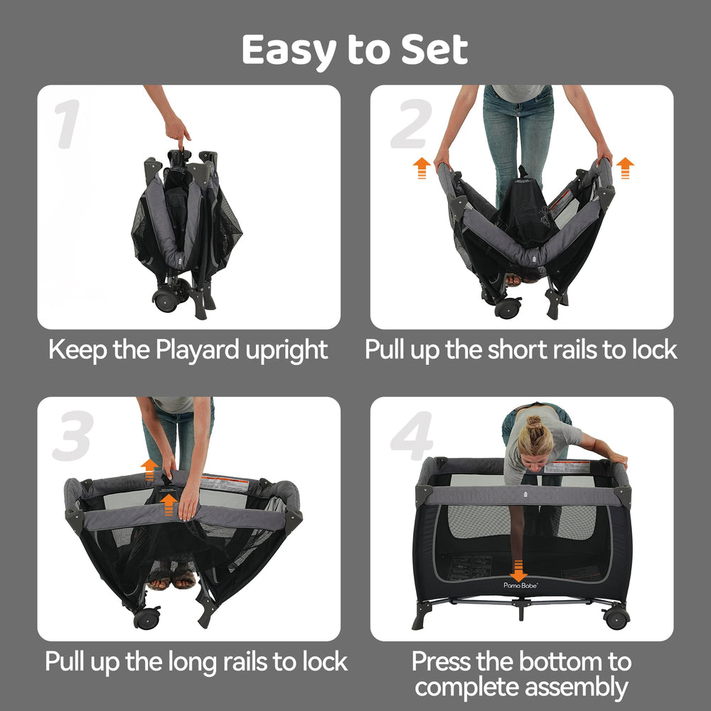 Pamo Babe travel bag keeps the folded crib ready for outings.