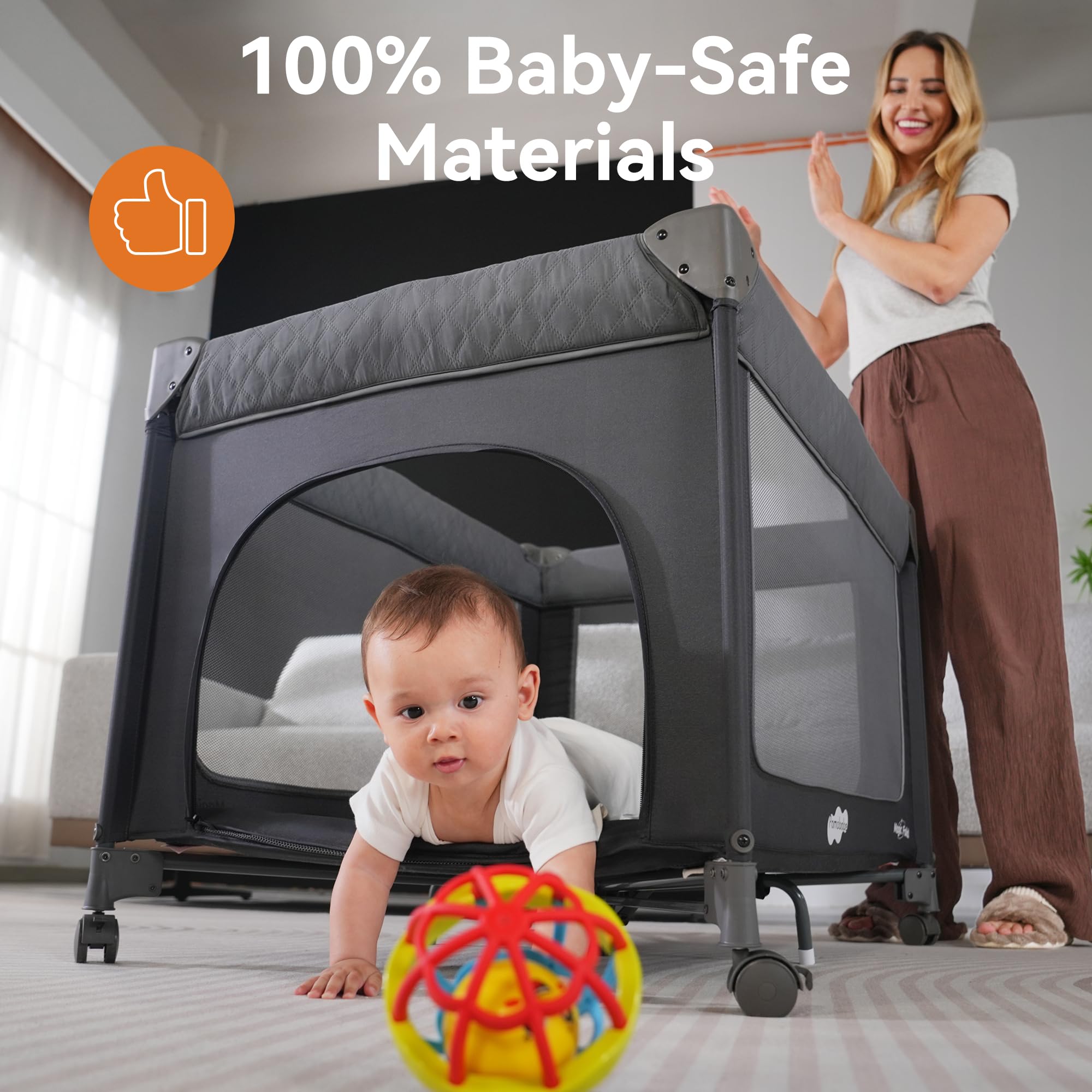 Pamo Babe changing table and bassinet layer support on-demand care.