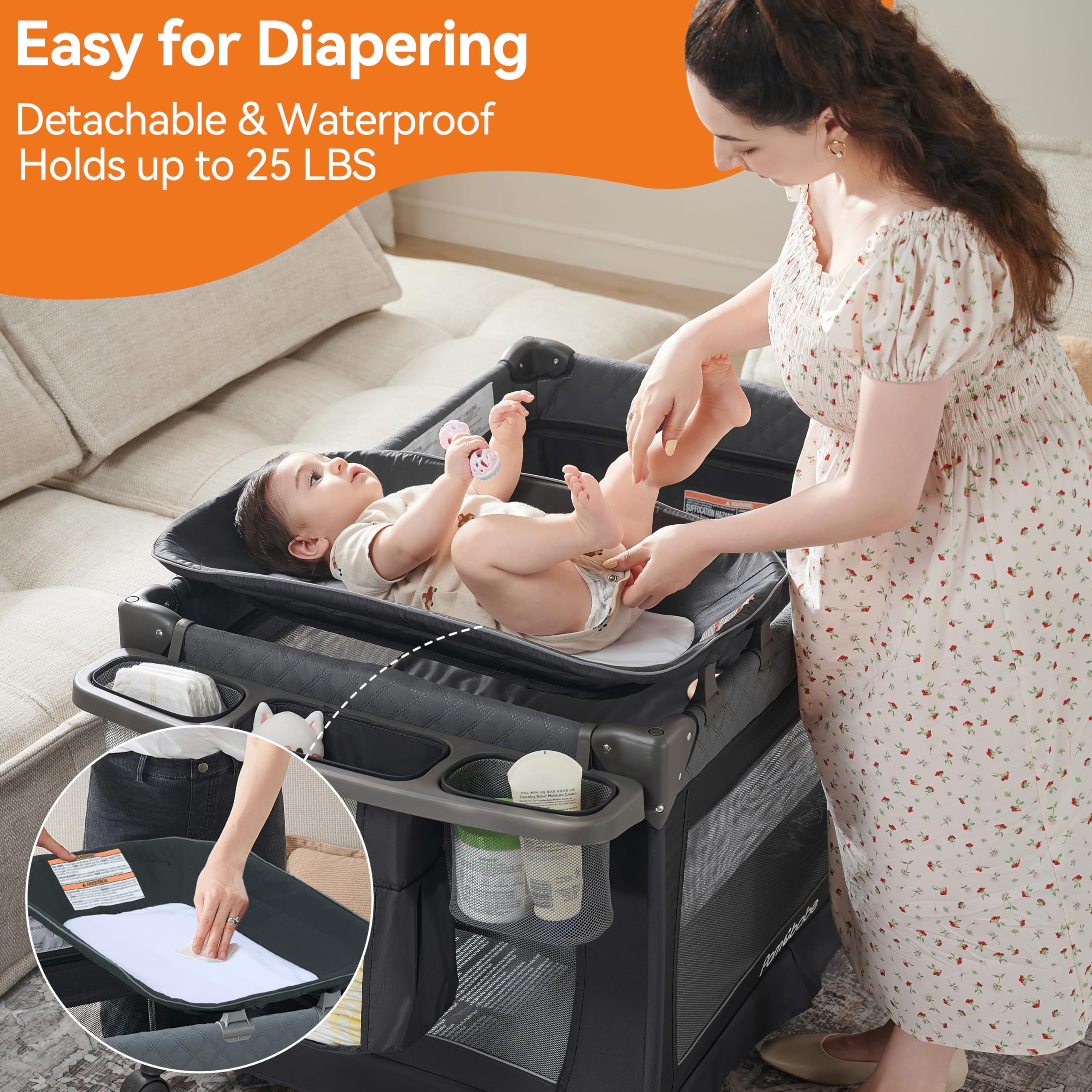 Pamo Babe travel-friendly playard ready for on-the-go visits.