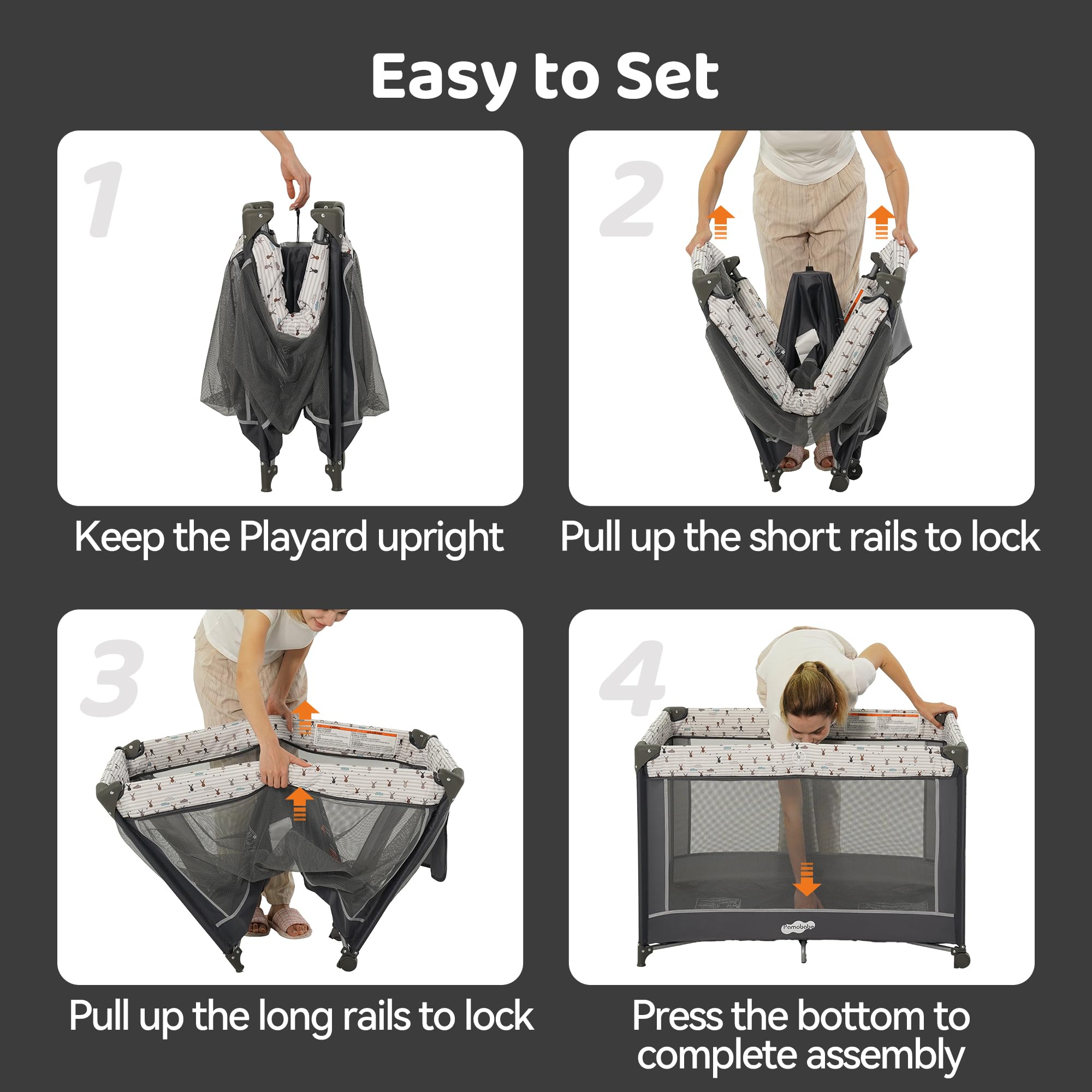 Pamo Babe assembly in minutes with simple snap frames for stress-free setup