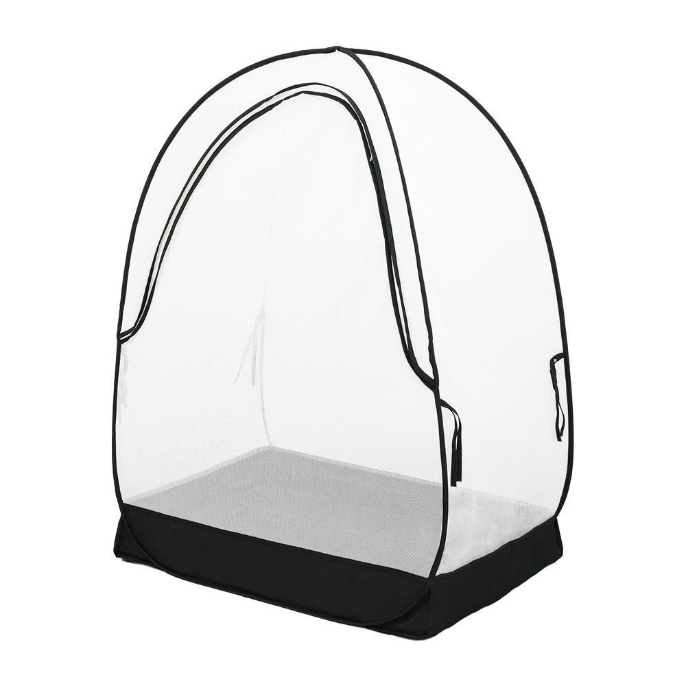 Pamo Babe Pack and Play Tent shows a ventilated play area for open-air play