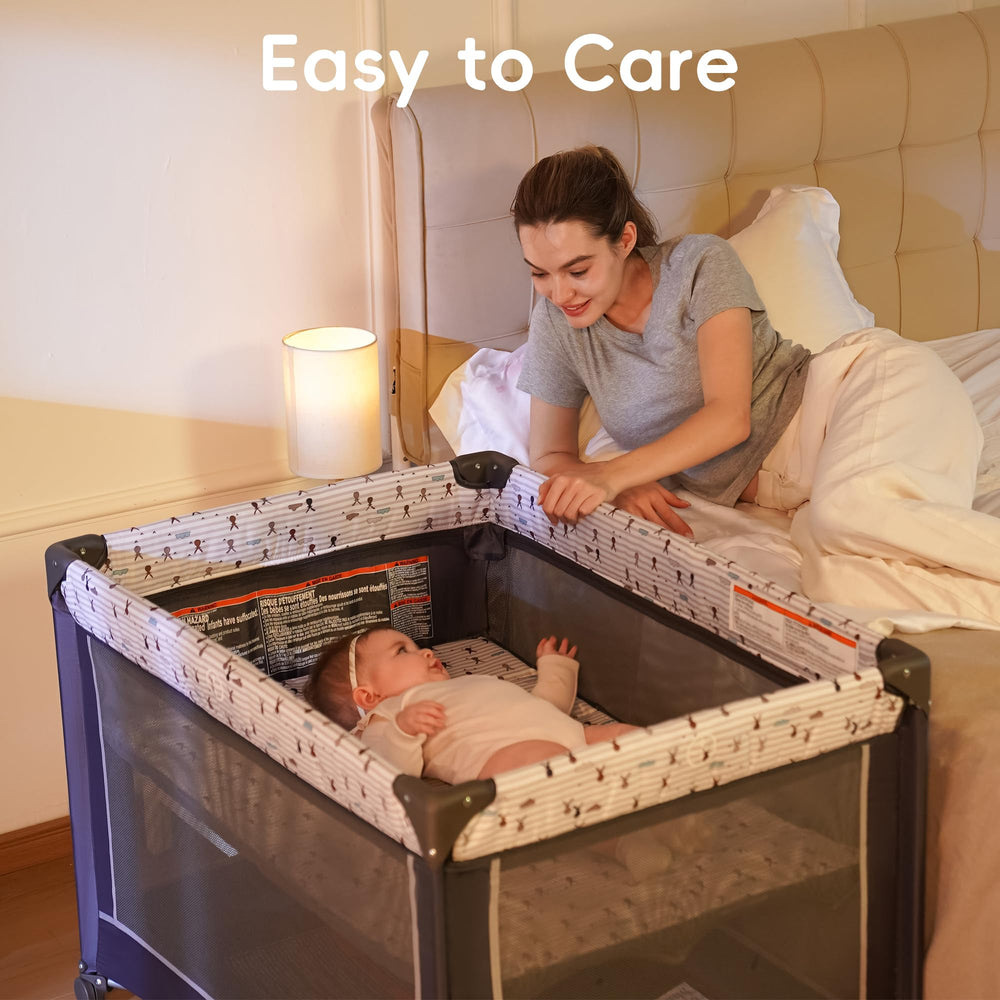 Pamo Babe carry bag keeps travel cot organized and portable