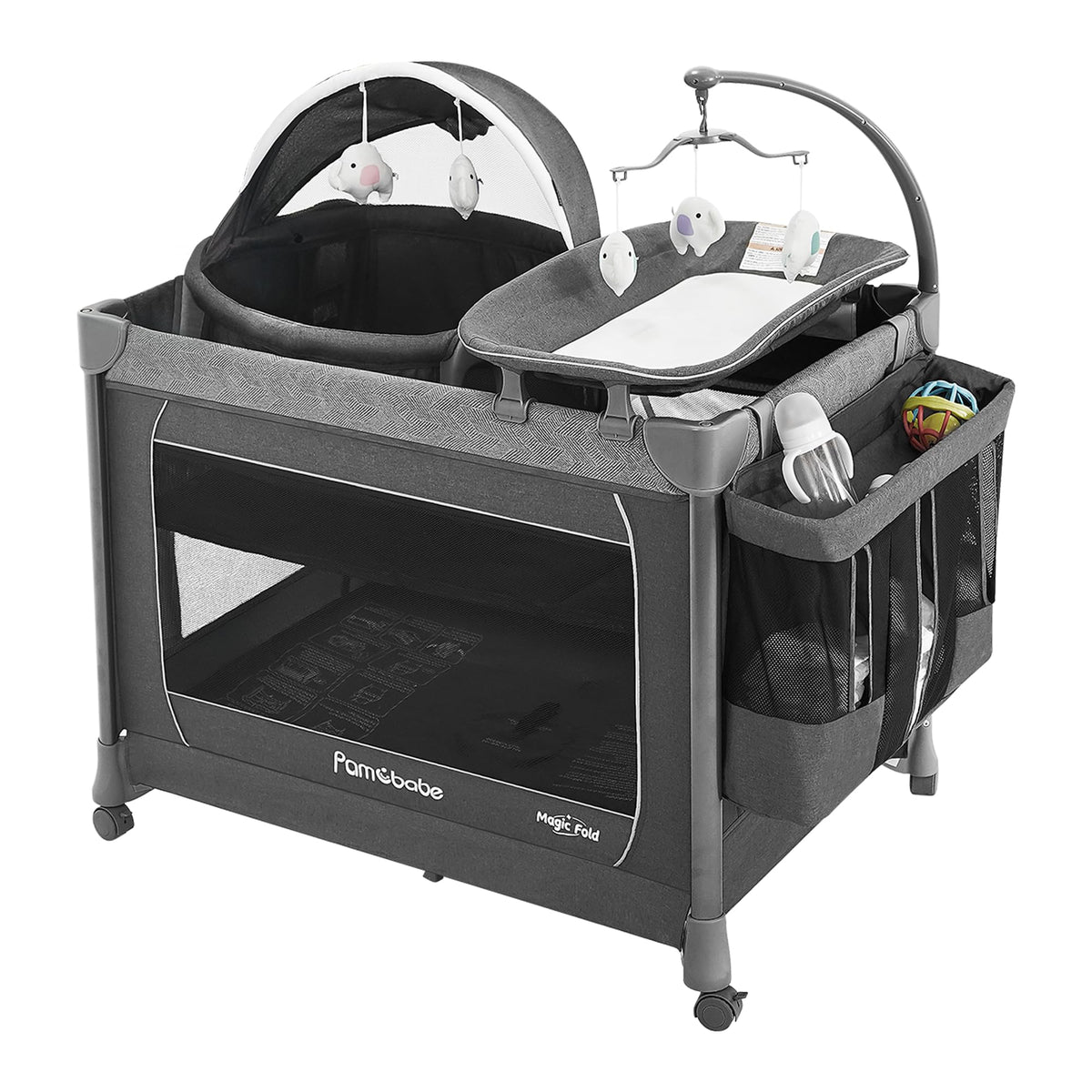 Pamo Babe playard opened for quick, one-handed setup